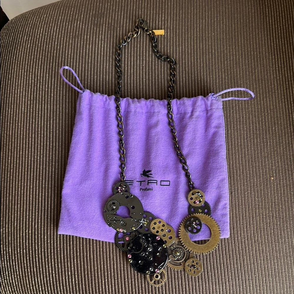 Etro Black and Gold Statement Necklace